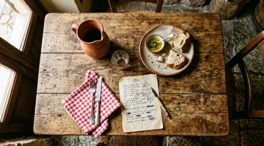 Menu scritto a mano su carta semplice in una trattoria italiana autentica